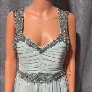 My Michelle Light Blue Beaded Prom Dress